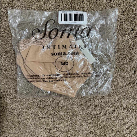 Soma Intimates Tan Lace Unlined Bra 34D NWT - Picture 1 of 2